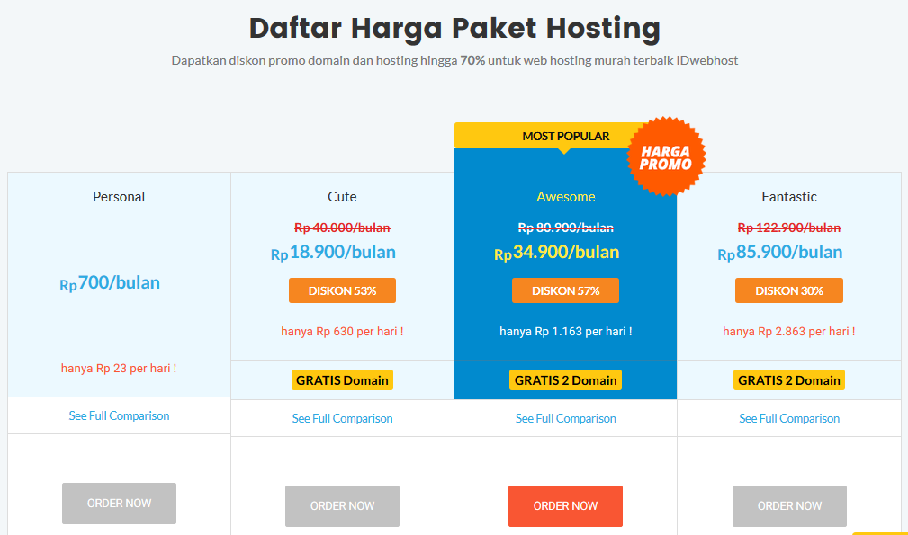 Paket Web Hosting IDwebhost.com Paket Web Hosting IDwebhost.com