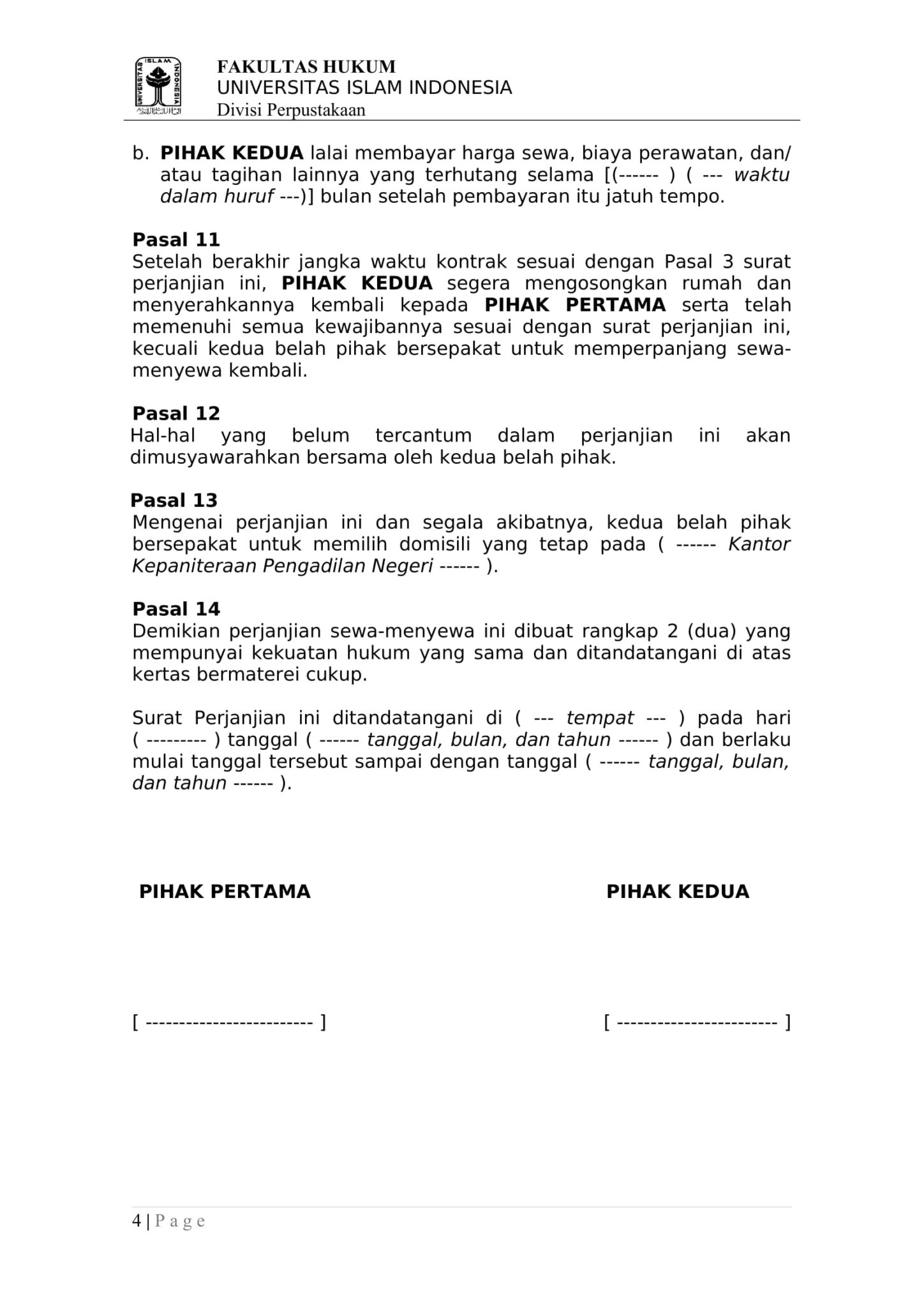 (DOC) Download Contoh Surat Perjanjian Sewa Rumah Format Word