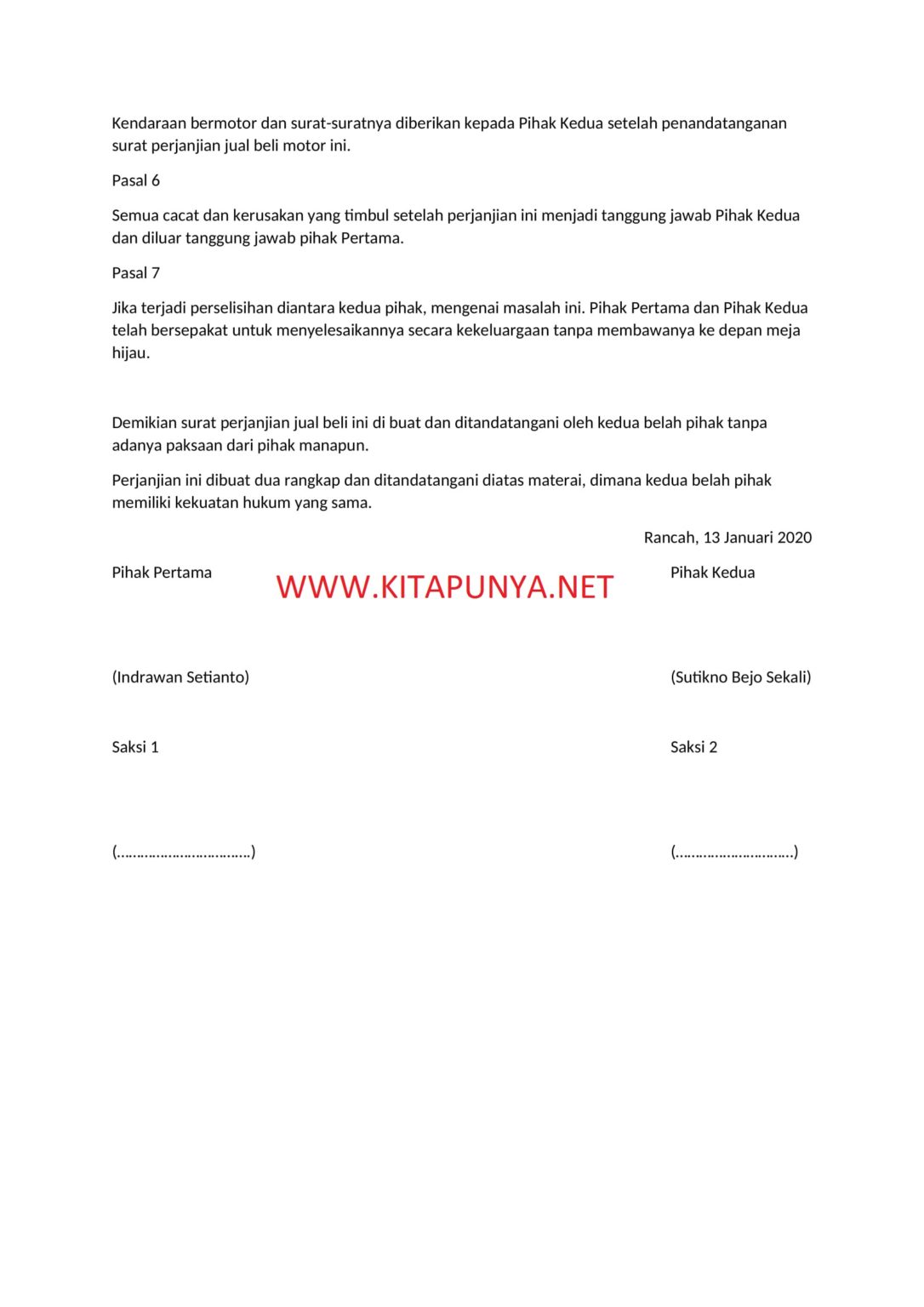 Contoh Surat Jual Beli Motor Format Word (DOC) - Download ...