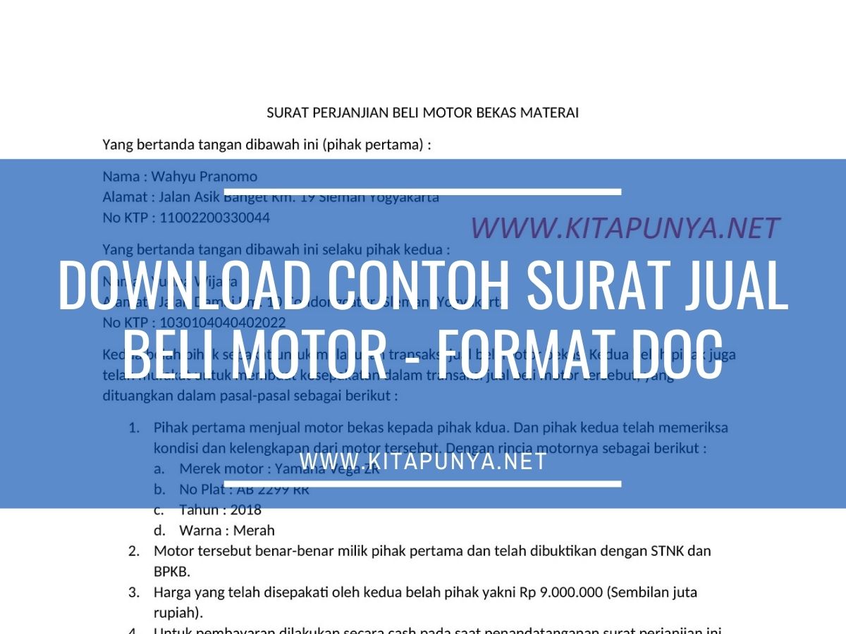 contoh surat jual beli m otor format word